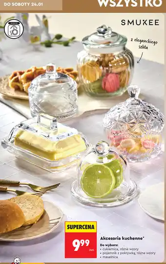 Akcesoria kuchenne (cukiernica, pojemnik z pokrywką, maselnica)