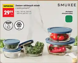 Biedronka Zestaw szklanych misek z pokrywkami oferta