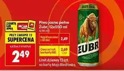 Biedronka Piwo jasne pełne Żubr, 12x550 ml oferta