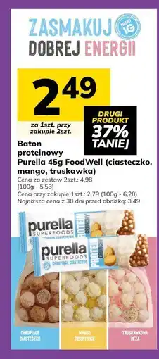 Hitpol Baton proteinowy Purella 45g FoodWell (ciasteczko, mango, truskawka) oferta