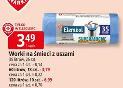 E.Leclerc Worki na śmieci supermocne z uszami 120 l Wiodąca Marka Elembal oferta