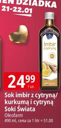 E.Leclerc Sok imbirowy z kurkumą i cytryną Oleofarm oferta