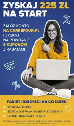 Carrefour Konto Carrefour.pl (zestaw powitalny 9 kuponów z rabatami, 225 zł na start) oferta