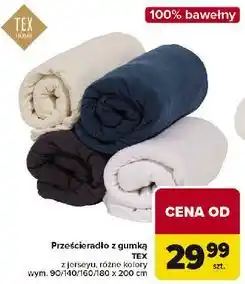 Carrefour Prześcieradło z gumką TEX z jerseyu, różne kolory oferta