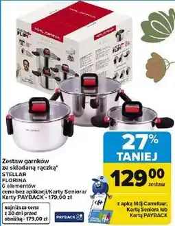 Carrefour Zestaw garnków ze składaną rączką STELLAR FLORINA 6 elementów oferta