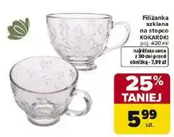 Carrefour Filiżanka szklana na stopce KOKARDKI poj oferta