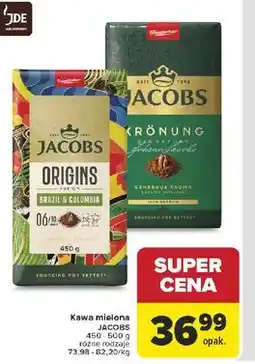 Carrefour Kawa mielona Jacobs (Origins Brazil & Colombia, Kronung) oferta