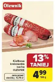 Carrefour Kiełbasa krakowska sucha OLEWNIK oferta