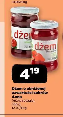 Netto Dżem o obniżonej zawartości cukrów Anna oferta