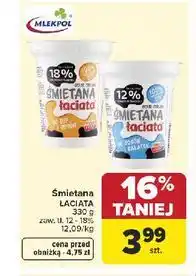Carrefour Śmietana ŁACIATA 18% 200 ml, 12% oferta