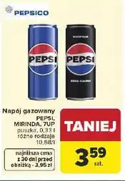 Carrefour Napój gazowany Pepsi, Mirinda, 7UP puszka oferta