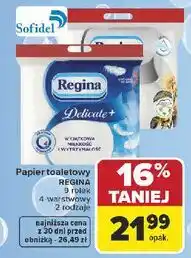 Carrefour Papier toaletowy Regina Delicate+ 4 rolki, 26,61 m, 3-warstwowy oferta