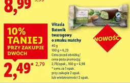 Lidl Baton Vitasia Batonik twarogowy o smaku matchy oferta