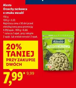 Lidl Orzechy nerkowca o smaku wasabi Alesto oferta