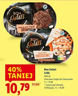 Lidl Lody Bon Gelati chocolate fudge lub cheesecake oferta