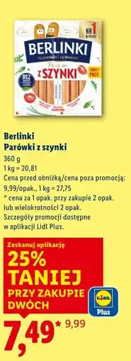 Lidl Berlinki Parówki z szynki oferta
