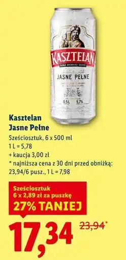 Lidl Kasztelan Jasne Pełne (6 x 500 ml) oferta