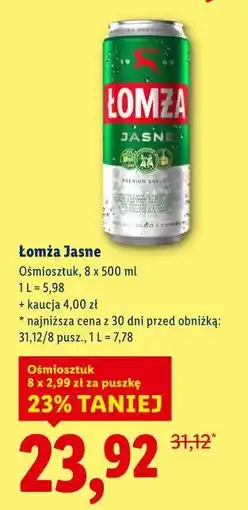 Lidl Łomża Jasne (8 x 500 ml) oferta