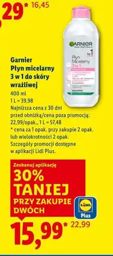 Lidl Garnier Płyn micelarny 3 w 1 do skóry wrażliwej oferta