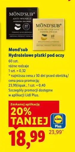 Lidl Mond’sub Hydrożelowe płatki pod oczy oferta