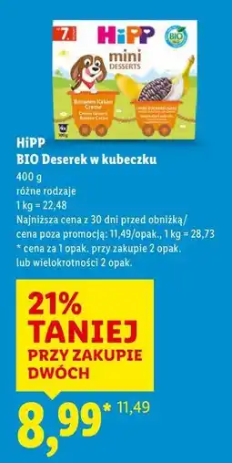 Lidl HiPP BIO Deserek w kubeczku oferta