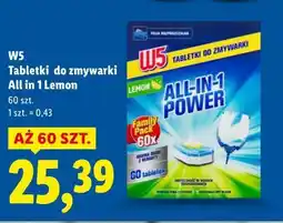 Lidl W5 Tabletki do zmywarki All in 1 Lemon 60 szt oferta