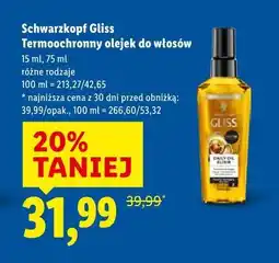 Lidl Schwarzkopf Gliss Termoochronny olejek do włosów (15 ml, 75 ml) oferta