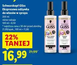 Lidl Schwarzkopf Gliss Ekspresowa odżywka do włosów w sprayu (200 ml) oferta