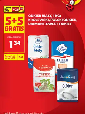 Biedronka Cukier biały, 1 kg: Królewski, Polski Cukier, Diamant, Sweet Family oferta