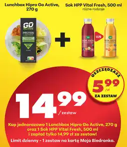 Biedronka Lunchbox Hipro Go Active, 270 g + Sok HPP Vital Fresh, 500 ml oferta
