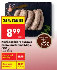 Biedronka Kiełbasa biała surowa premium Kraina Mięs oferta