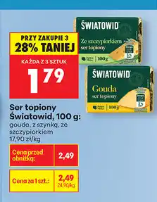 Biedronka Ser topiony Światowid, 100 g: gouda, z szynką, ze szczypiorkiem oferta