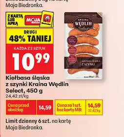 Biedronka Kiełbasa śląska z szynki Kraina Wędlin Select oferta