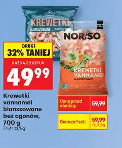 Biedronka Krewetki vannamei blanszowane bez ogonów Norso oferta