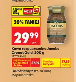 Biedronka Kawa rozpuszczalna Jacobs Cronat Gold oferta