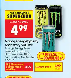 Biedronka Napój energetyczny Monster, 500 ml, różne rodzaje oferta