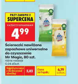 Biedronka Ściereczki nawilżane zapachowe uniwersalne do czyszczenia Mr Magic, 80 szt oferta
