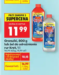 Biedronka Granulki, 800 g lub żel do udrożniania rur Kret, 1 l oferta