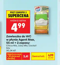 Biedronka Zawieszka do WC w płynie Agent Max, 55 ml + 2 zapasy oferta