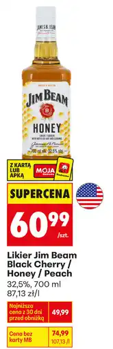Biedronka Likier Jim Beam Black Cherry / Honey / Peach 32,5% oferta