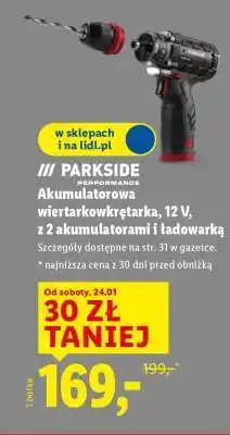 Lidl PARKSIDE Akumulatorowa wiertarkowkrętarka, 12 V, z 2 akumulatorami i ładowarką oferta