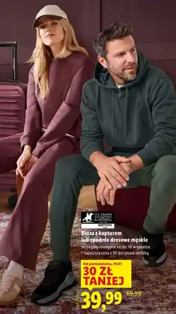 Lidl Bluza z kapturem lub spodnie dresowe męskie U.S. GRAND NATIONAL POLO & APPAREL esMARA oferta