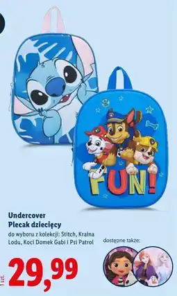 Lidl Undercover Plecak dziecięcy (Stitch, Kraina Lodu, Koci Domek Gabi, Psi Patrol) oferta