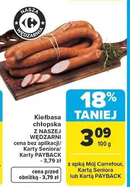 Carrefour Market Kiełbasa chłopska z naszej wędrzarni oferta