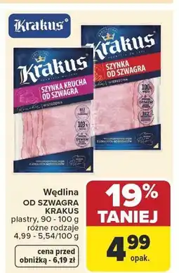 Carrefour Wędlina Krakus szynka krucha od Szwagra plastry różne rodzaje oferta