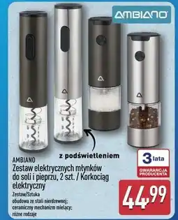 ALDI AMBIANO Zestaw elektrycznych młynków do soli i pieprzu, 2 szt. / Korkociąg elektryczny oferta