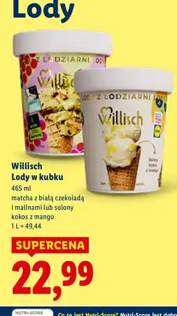 Lidl Lody w kubku matcha z białą czekoladą i malinami oferta