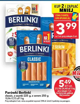 Parówki Berlinki z serem