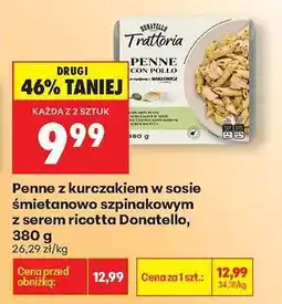 Biedronka Penne z kurczakiem w sosie śmietanowo szpinakowym z serem ricotta Donatello, 380 g oferta