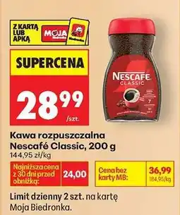 Biedronka Kawa rozpuszczalna Nescafe Classic , 200 g oferta